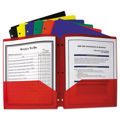 View larger image of Two-Pocket Heavyweight Poly Portfolio Folder, 3-Hole Punch, 11 x 8.5, Randomly Assorted Colors