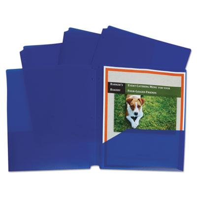 View larger image of Two-Pocket Heavyweight Poly Portfolio Folder, 3-Hole Punch, 11 X 8.5, Blue, 25/box