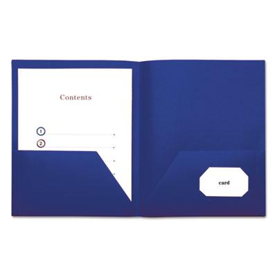 View larger image of Two-Pocket Plastic Folders, 100-Sheet Capacity, 11 X 8.5, Navy Blue, 10/pack
