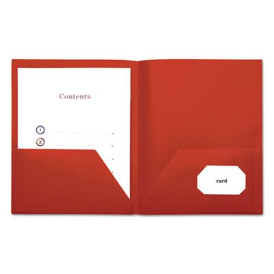 View larger image of Two-Pocket Plastic Folders, 100-Sheet Capacity, 11 X 8.5, Red, 10/pack