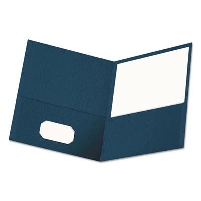 View larger image of Two-Pocket Portfolio, Embossed Leather Grain Paper, 11 X 8.5, Dark Blue, 25/box