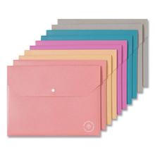 U-Eco Document Holder, 0.59" Expansion, 1 Section, Snap Button Closure, Letter Size, Assorted Colors, 10/Pack
