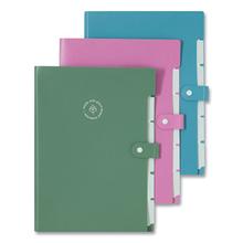 U-Eco Six-Pocket Expandable Folder, 4.5" Expansion, 6 Sections, Snap Button Closure, 1/6-Cut Tabs, Letter Size, 3/Pack