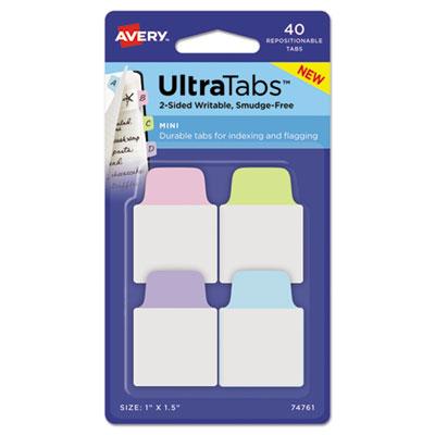 View larger image of Ultra Tabs Repositionable Tabs, Mini Tabs: 1" x 1.5", 1/5-Cut, Assorted Pastel Colors, 40/Pack