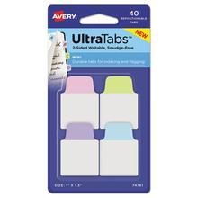 Ultra Tabs Repositionable Tabs, Mini Tabs: 1" x 1.5", 1/5-Cut, Assorted Pastel Colors, 40/Pack