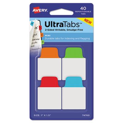View larger image of Ultra Tabs Repositionable Tabs, Mini Tabs: 1" x 1.5", 1/5-Cut, Assorted Colors, 40/Pack