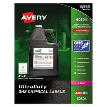 UltraDuty GHS Chemical Waterproof and UV Resistant Labels, 4 x 4, White, 4/Sheet, 50 Sheets/Box