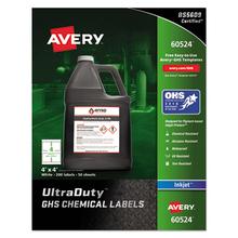 UltraDuty GHS Chemical Waterproof and UV Resistant Labels, 4 x 4, White, 4/Sheet, 50 Sheets/Pack