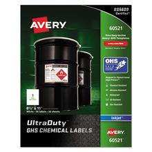 UltraDuty GHS Chemical Waterproof and UV Resistant Labels, 8.5 x 11, White, 50/Pack