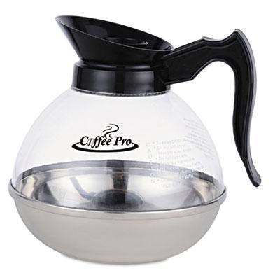 View larger image of Unbreakable Regular Coffee Decanter, 12-Cup, Stainless Steel/Polycarbonate, Black Handle