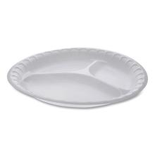 Placesetter Satin Non-Laminated Foam Dinnerware, 3-Compartment Plate, 10.25" dia, White, 540/Carton