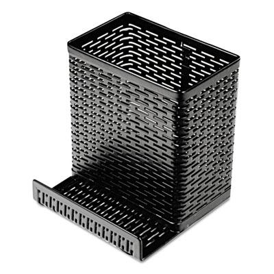 View larger image of Urban Collection Punched Metal Pencil Cup/Cell Phone Stand, 3 1/2 x 3 1/2, Black