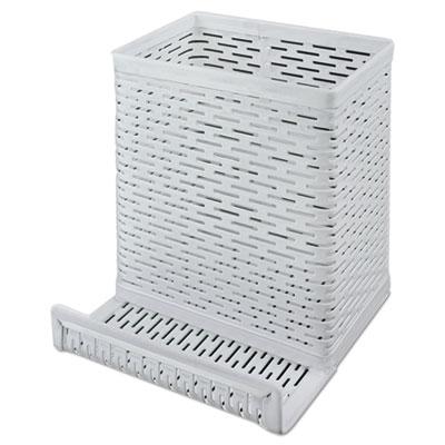 View larger image of Urban Collection Punched Metal Pencil Cup/Cell Phone Stand, 3 1/2 x 3 1/2, White