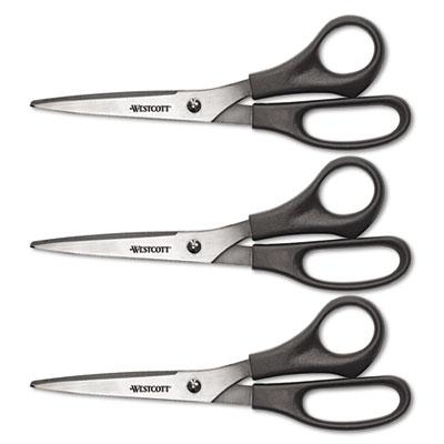 View larger image of Value Line Stainless Steel Shears, 8" Long, 3.5" Cut Length, Black Offset Handles, 3/Pack