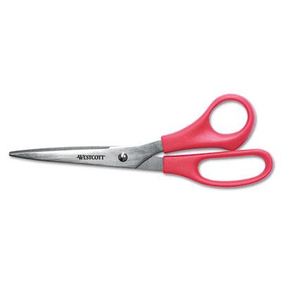 View larger image of Value Line Stainless Steel Shears, 8" Long, 3.5" Cut Length, Red Straight Handle
