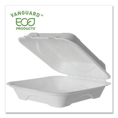 View larger image of Vanguard Renewable and Compostable Sugarcane Clamshells, 1-Compartment, 9 x 9 x 3, White, 200/Carton