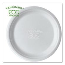 Vanguard Renewable and Compostable Sugarcane Plates, 10", White, 500/Carton