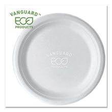 Vanguard Renewable and Compostable Sugarcane Plates, 9", White, 500/Carton