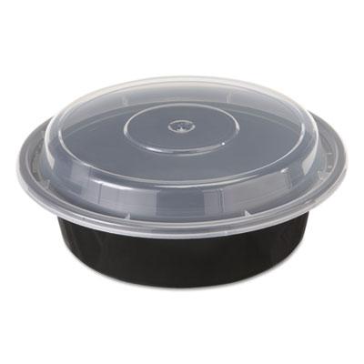 View larger image of Newspring VERSAtainer Microwavable Containers, 16 oz, 6" Diameter, Black/Clear, Plastic, 150/Carton