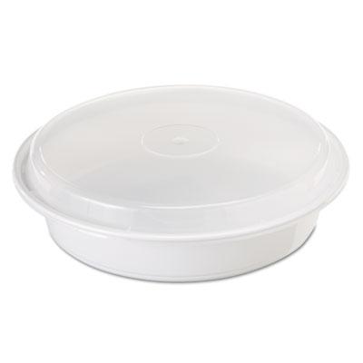 View larger image of Newspring VERSAtainer Microwavable Containers, Vented Lid, 48 oz, 9" Diameter, Black/Clear, Plastic, 150/Carton