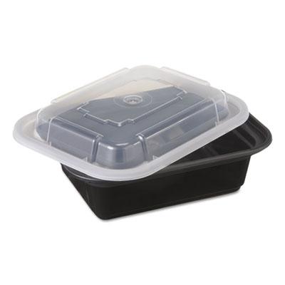View larger image of Newspring VERSAtainer Microwavable Containers, 12 oz, 4.5 x 5.5 x 1.75, Black/Clear, Plastic, 150/Carton