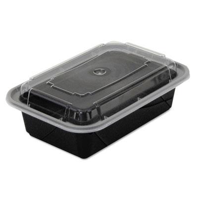 View larger image of Newspring VERSAtainer Microwavable Containers, 24 oz, 5 x 7.25 x 2, Black/Clear, Plastic, 150/Carton