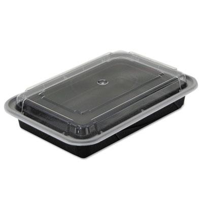 View larger image of Newspring VERSAtainer Microwavable Containers, 28 oz, 7.25 x 5 x 1.5, Black Base/Clear Lid, Plastic, 150/Carton
