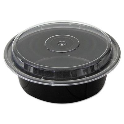 View larger image of Newspring VERSAtainer Microwavable Containers, 32 oz, 7 Diameter x 2 h, Black/Clear, Plastic, 150/Carton
