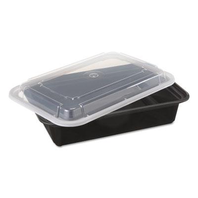 View larger image of Newspring VERSAtainer Microwavable Containers, 38 oz, 6 x 8.5 x 2, Black/Clear, Plastic, 150/Carton