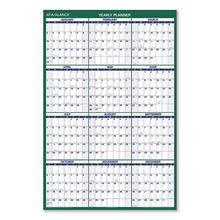 Vertical Erasable Wall Planner, 32 x 48, White/Green Sheets, 12-Month (Jan to Dec): 2024
