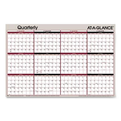 View larger image of Vertical/Horizontal Erasable Quarterly/Monthly Wall Planner, 24 x 36, White/Black/Red Sheets, 12-Month (Jan to Dec): 2023