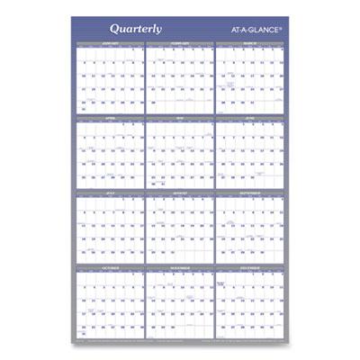 View larger image of Vertical/Horizontal Erasable Quarterly/Monthly Wall Planner, 24 x 36, White/Blue Sheets, 12-Month (Jan to Dec): 2024