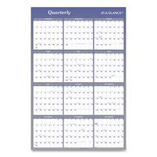 Vertical/Horizontal Erasable Quarterly/Monthly Wall Planner, 24 x 36, White/Blue Sheets, 12-Month (Jan to Dec): 2024