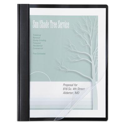 View larger image of Clear Front Vinyl Report Cover, Prong Fastner, 0.5" Capacity, 8.5 X 11, Clear/black, 10/pack