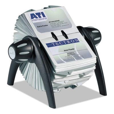 View larger image of VISIFIX Flip Rotary Business Card File, Holds 400 4 1/8 x 2 7/8 Cards, Black/SR