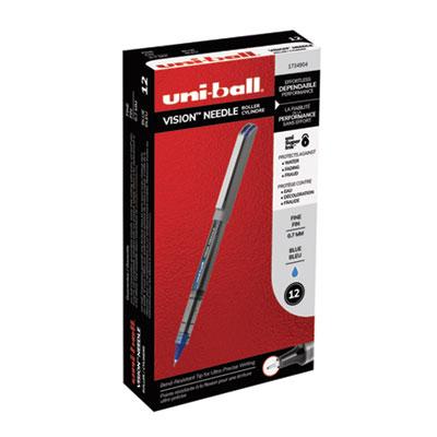 View larger image of VISION Needle Roller Ball Pen, Stick, Fine 0.7 mm, Blue Ink, Gray/Clear/Blue Barrel, Dozen