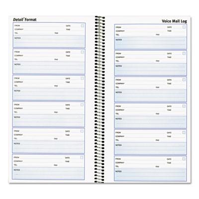 View larger image of Detail Wirebound Voice Mail Log Book, One-Part (No Copies), 5 x 1.63, 6 Forms/Sheet, 600 Forms Total