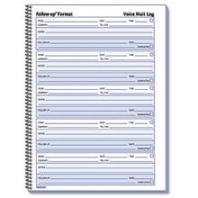 Follow-up Wirebound Voice Mail Log Book, One-Part (No Copies), 7.5 x 2, 5 Forms/Sheet, 500 Forms Total