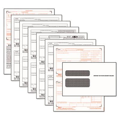 View larger image of W-2 Tax Forms Kit with Envelopes, Fiscal Year: 2023, Six-Part Carbonless, 8.5 x 5.5, 2 Forms/Sheet, 24 Forms Total