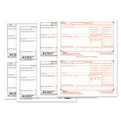 View larger image of W-2 Tax Forms for Inkjet/Laser Printers, Fiscal Year: 2023, Four-Part Carbonless, 8.5 x 5.5, 2 Forms/Sheet, 50 Forms Total
