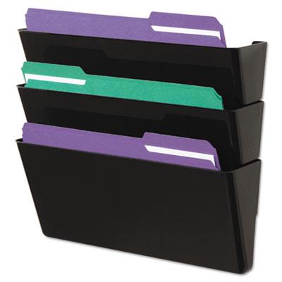 View larger image of Wall File, Three Pocket, Plastic, Black
