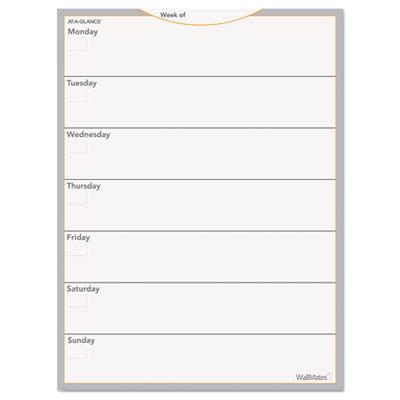 View larger image of Wallmates Self-Adhesive Dry Erase Weekly Planning Surfaces, 18 X 24, White/gray/orange Sheets, Undated