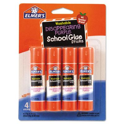 View larger image of Washable School Glue Sticks, 0.24 oz, Applies Purple, Dries Clear, 4/Pack