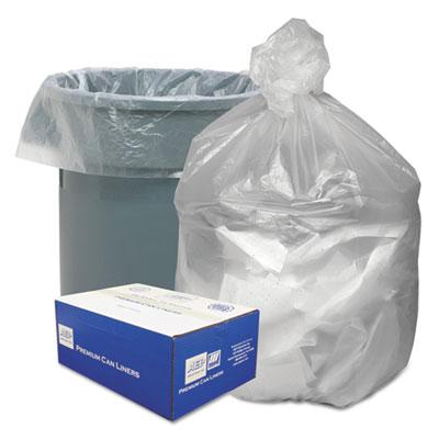View larger image of Waste Can Liners, 45 gal, 10 mic, 40" x 46", Natural, 25 Bags/Roll, 10 Rolls/Carton