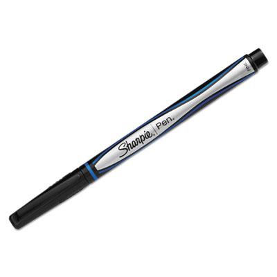 View larger image of Water-Resistant Ink Porous Point Pen, Stick, Fine 0.4 mm, Blue Ink, Black/Blue Barrel, Dozen