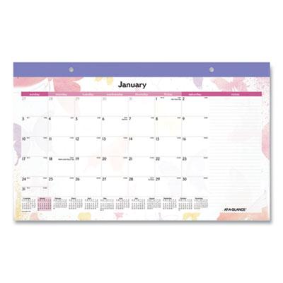 View larger image of Watercolors Monthly Desk Pad Calendar, Watercolor Artwork, 17.75 x 11, Purple Binding/Clear Corners, 12-Month (Jan-Dec): 2023