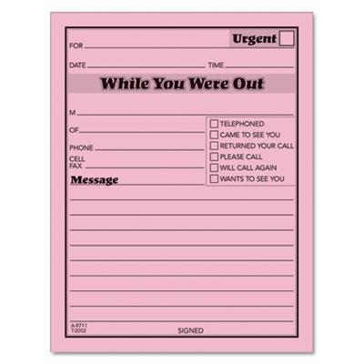 View larger image of Pink Message Pad, One-Part (No Copies), 4.25 x 5.5, 50 Forms/Pad, 12 Pads/Pack