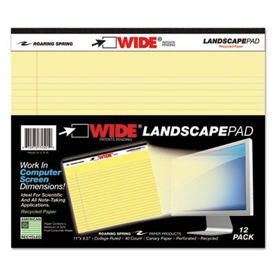 View larger image of Wide Landscape Format Writing Pad, Unpunched With Standard Back, Medium/college Rule, 40 Canary-Yellow 11 X 9.5 Sheets