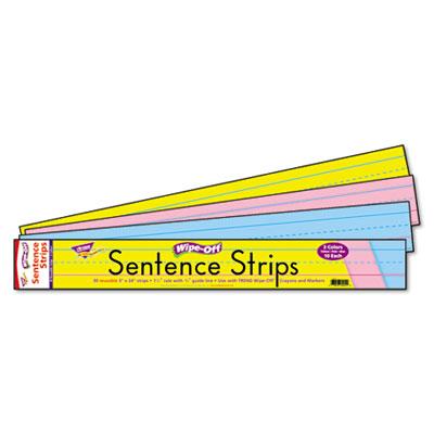 View larger image of Wipe-Off Sentence Strips, 24 X 3, Blue; Pink; Yellow, 30/pack