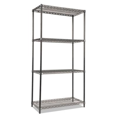 View larger image of Wire Shelving Starter Kit, Four-Shelf, 36w x 18d x 72h, Black Anthracite
